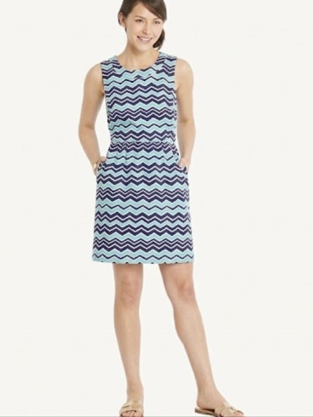 Vineyard Vines Blue Whale Tail Chevron Dress Size 0